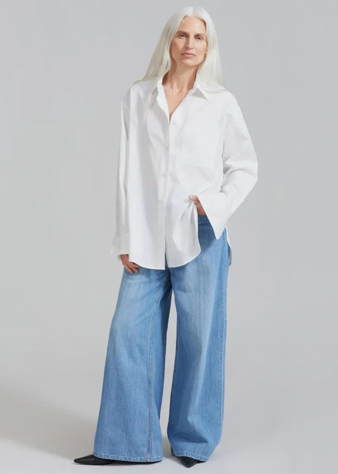 The Frankie Shop Lui White Shirt 8211 White Stripe Women Clothing