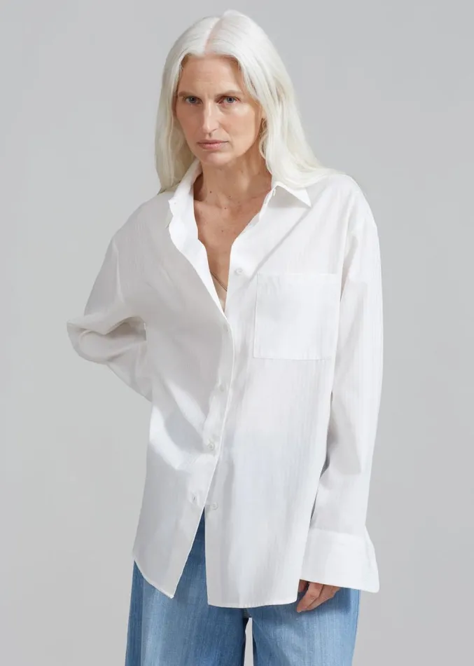 The Frankie Shop Lui White Shirt 8211 White Stripe Women Clothing