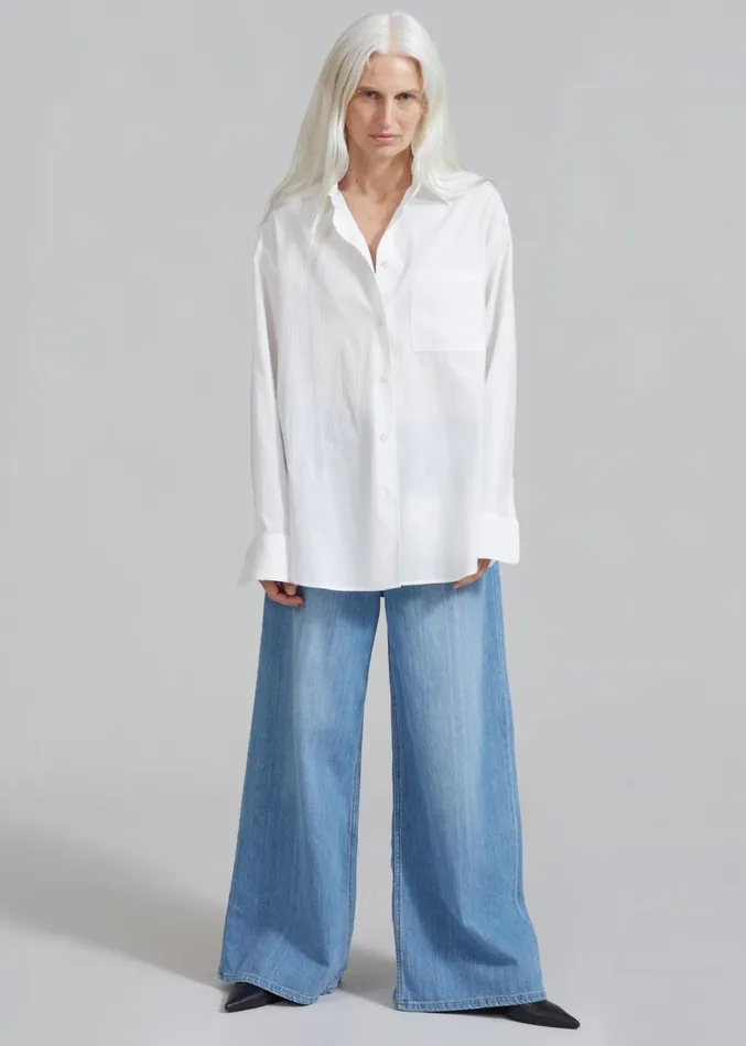 The Frankie Shop Lui White Shirt 8211 White Stripe Women Clothing
