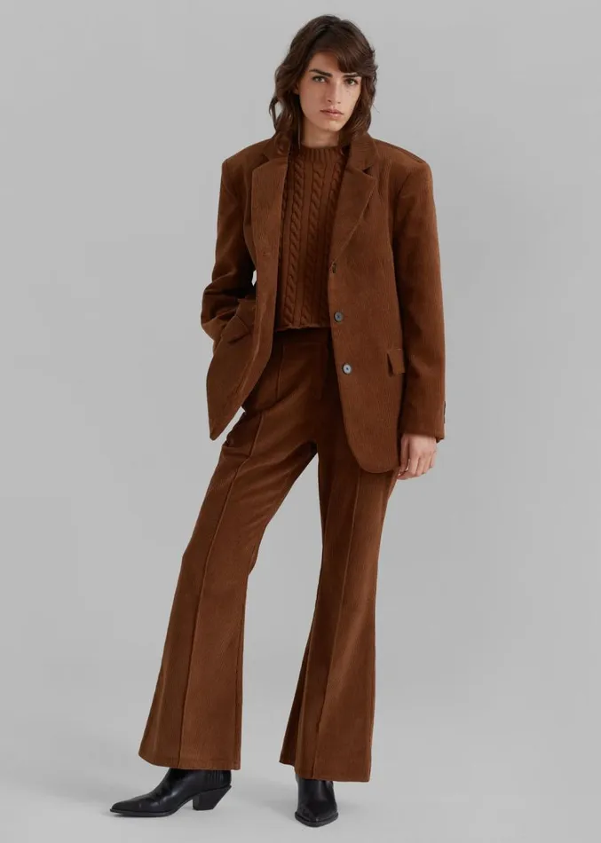 The Frankie Shop Lydian Corduroy Flare Pants 8211 Brown Women Clothing