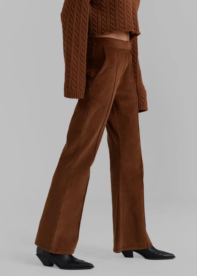The Frankie Shop Lydian Corduroy Flare Pants 8211 Brown Women Clothing
