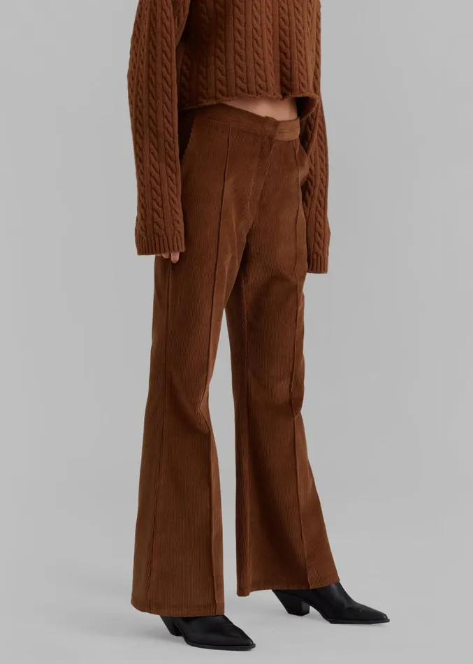 The Frankie Shop Lydian Corduroy Flare Pants 8211 Brown Women Clothing