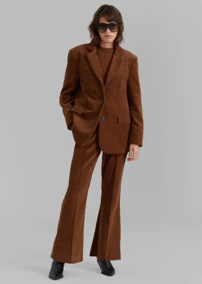 The Frankie Shop Lydian Corduroy Flare Pants 8211 Brown Women Clothing