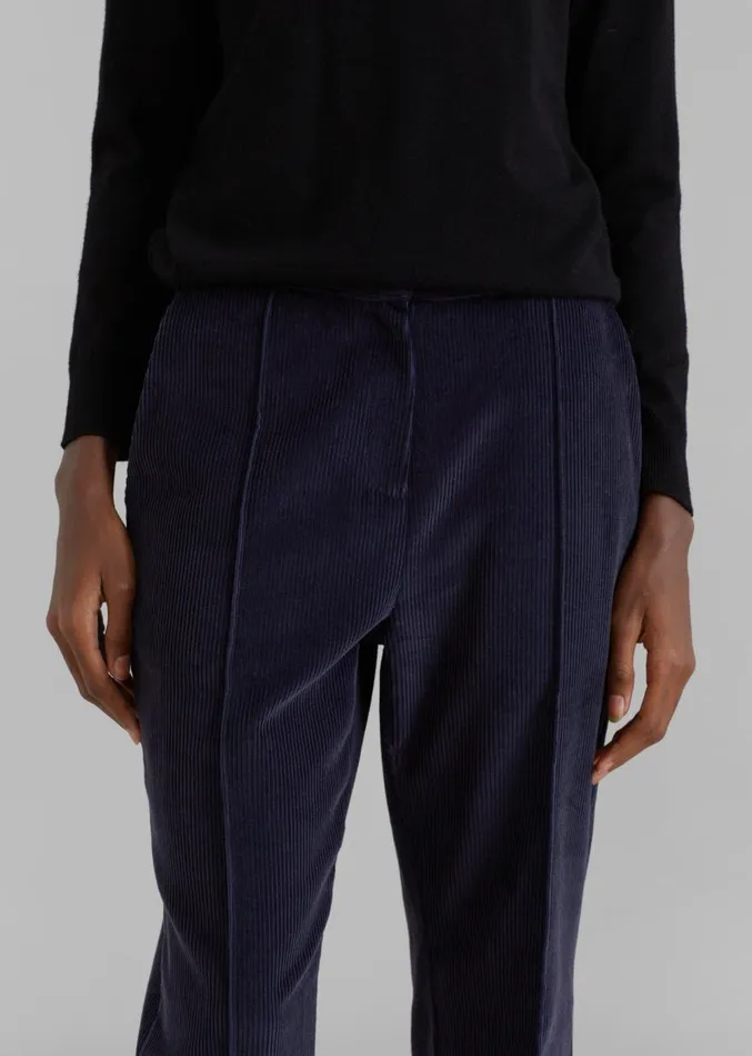 The Frankie Shop Lydian Corduroy Flare Pants 8211 Navy Women Clothing