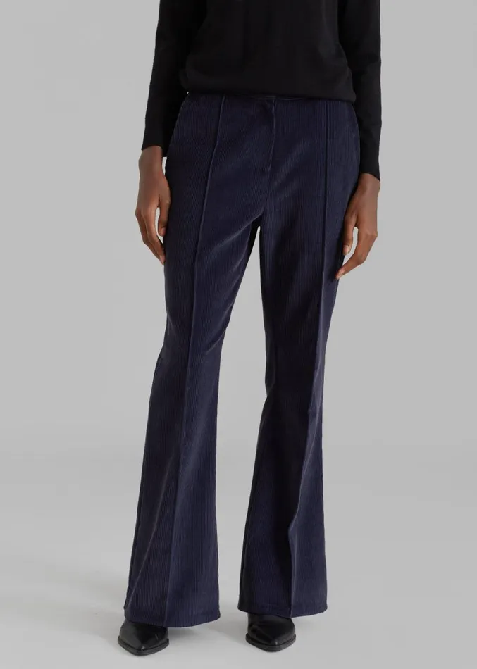 The Frankie Shop Lydian Corduroy Flare Pants 8211 Navy Women Clothing