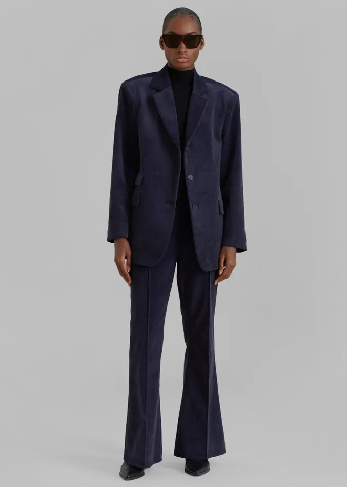 The Frankie Shop Lydian Corduroy Flare Pants 8211 Navy Women Clothing