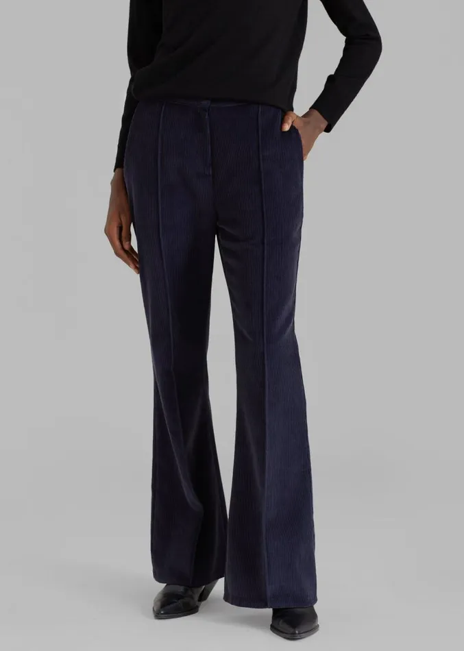 The Frankie Shop Lydian Corduroy Flare Pants 8211 Navy Women Clothing