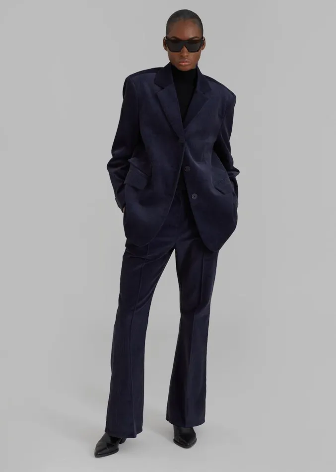 The Frankie Shop Lydian Corduroy Flare Pants 8211 Navy Women Clothing