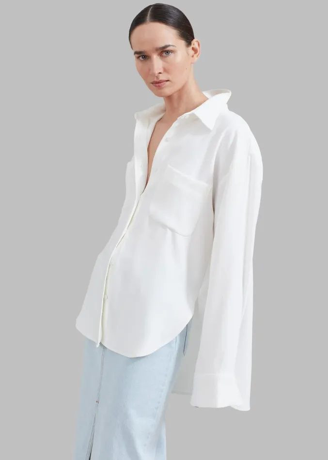 The Frankie Shop Macie Pocket Shirt 8211 Ivory Women Tops