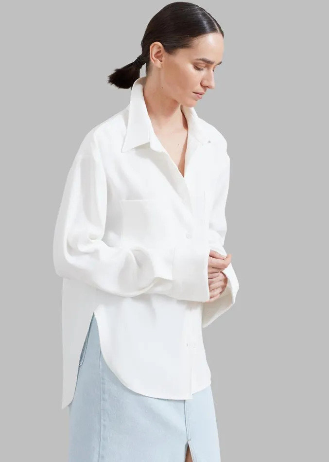The Frankie Shop Macie Pocket Shirt 8211 Ivory Women Tops