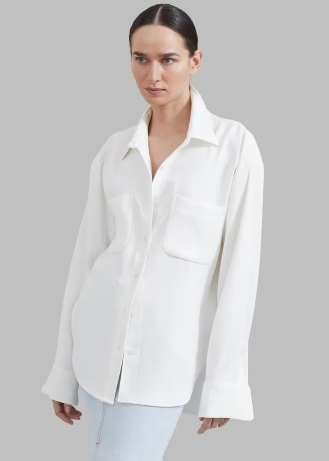 The Frankie Shop Macie Pocket Shirt 8211 Ivory Women Tops