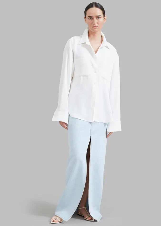 The Frankie Shop Macie Pocket Shirt 8211 Ivory Women Tops