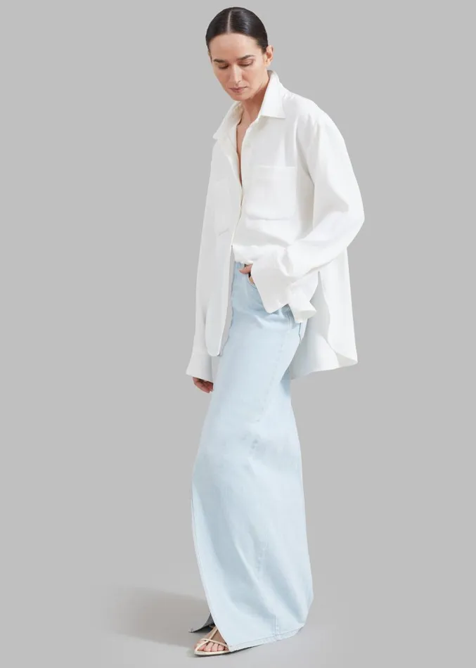 The Frankie Shop Macie Pocket Shirt 8211 Ivory Women Tops