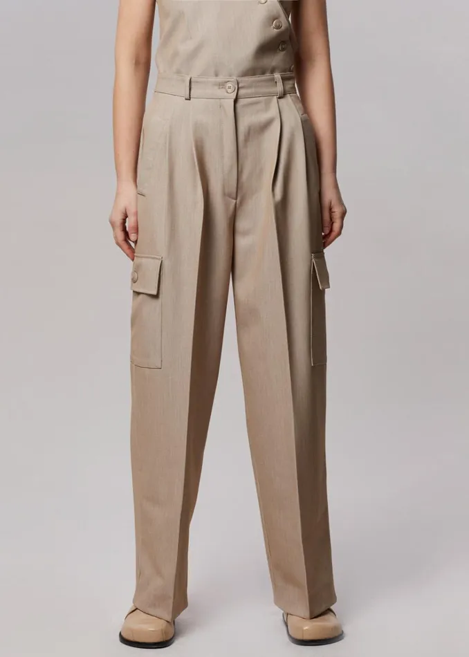The Frankie Shop Maesa Cargo Pants 8211 Taupe Melange Women Bottoms