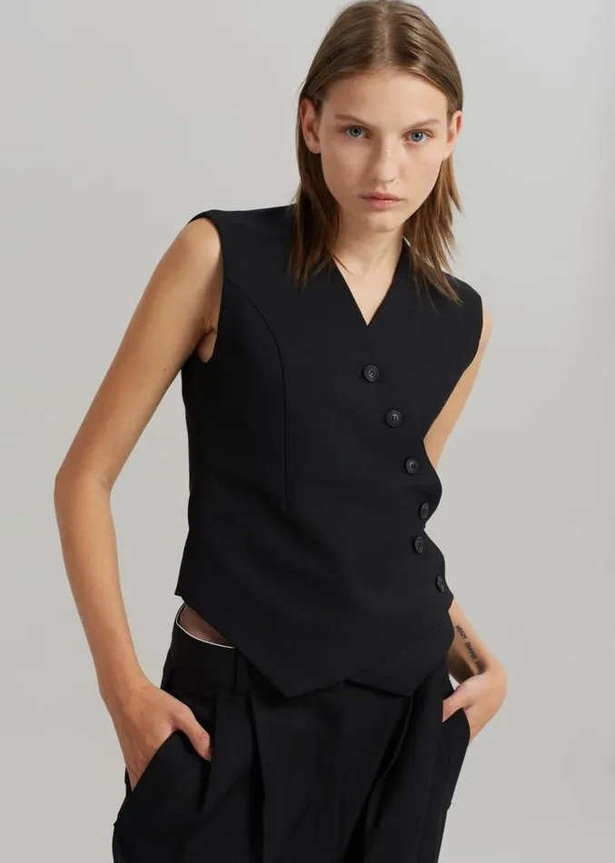 The Frankie Shop Maesa Cross Vest 8211 Black Women Clothing