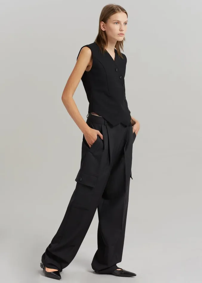 The Frankie Shop Maesa Cross Vest 8211 Black Women Clothing