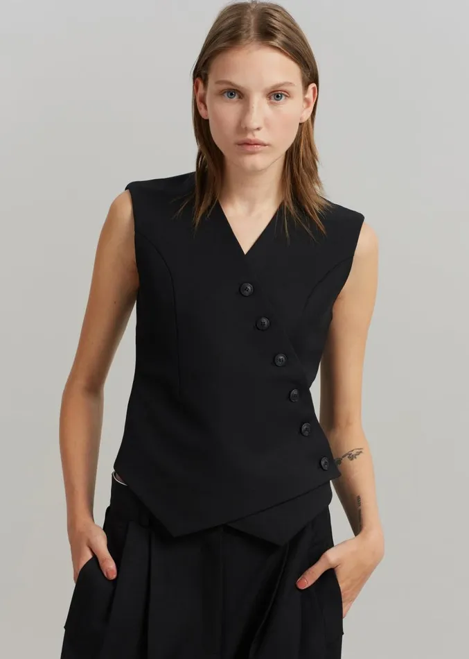 The Frankie Shop Maesa Cross Vest 8211 Black Women Clothing