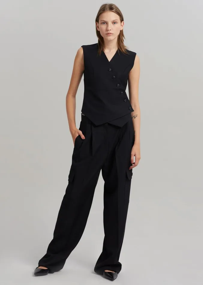 The Frankie Shop Maesa Cross Vest 8211 Black Women Clothing