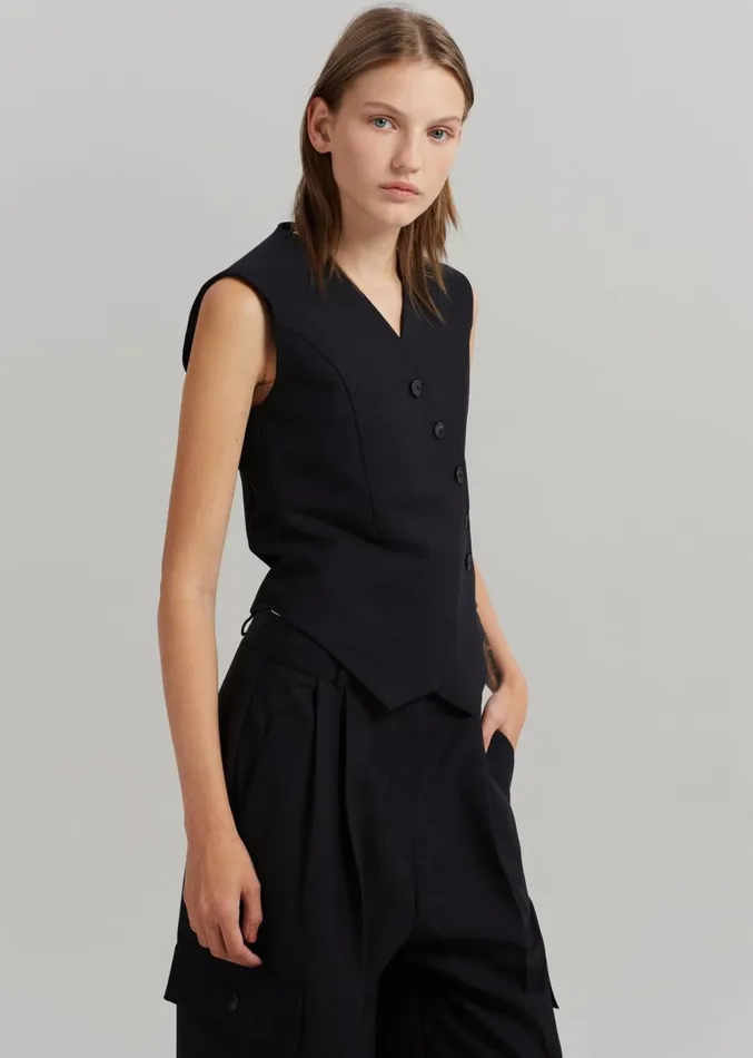 The Frankie Shop Maesa Cross Vest 8211 Black Women Clothing