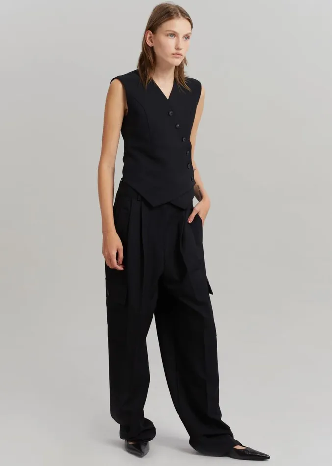 The Frankie Shop Maesa Cross Vest 8211 Black Women Clothing
