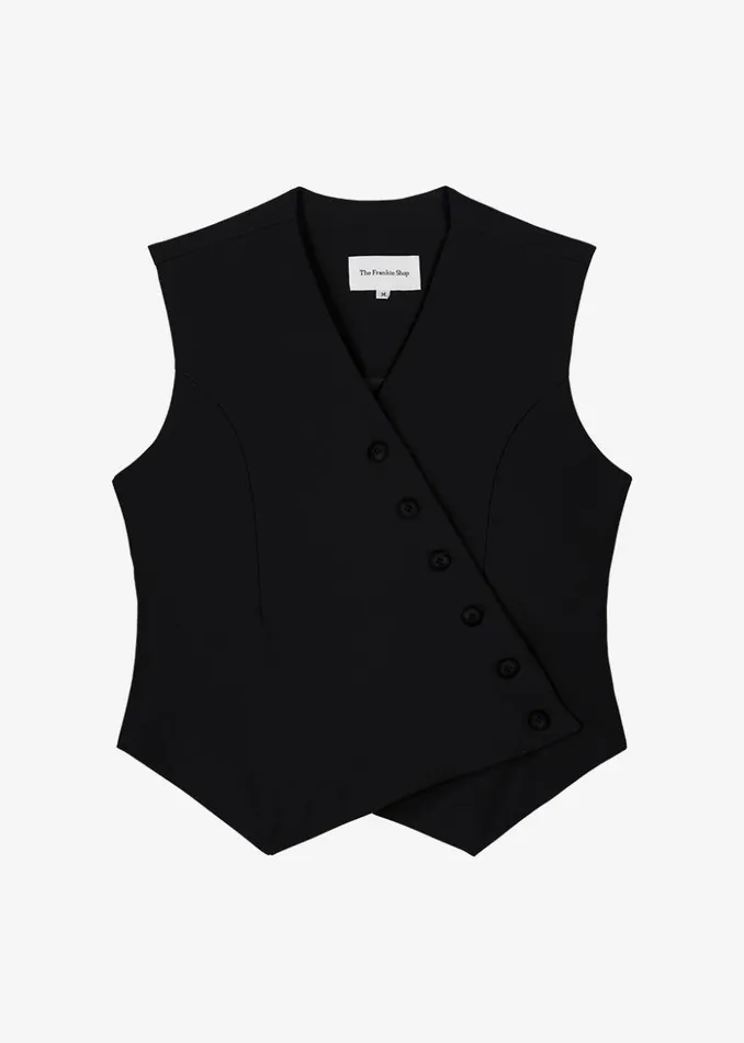 The Frankie Shop Maesa Cross Vest 8211 Black Women Clothing