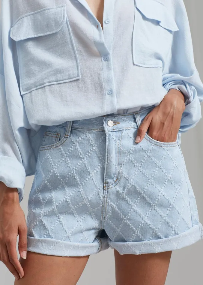 The Frankie Shop Magnolia Distressed Denim Shorts 8211 Light Wash Women Denim
