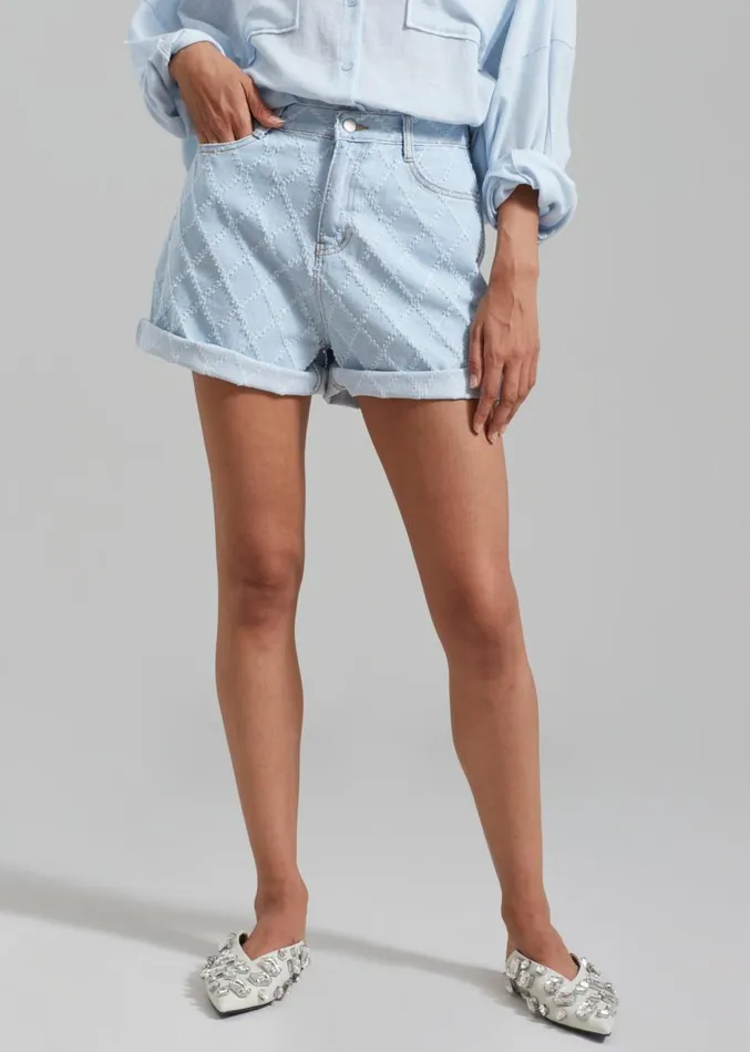 The Frankie Shop Magnolia Distressed Denim Shorts 8211 Light Wash Women Denim