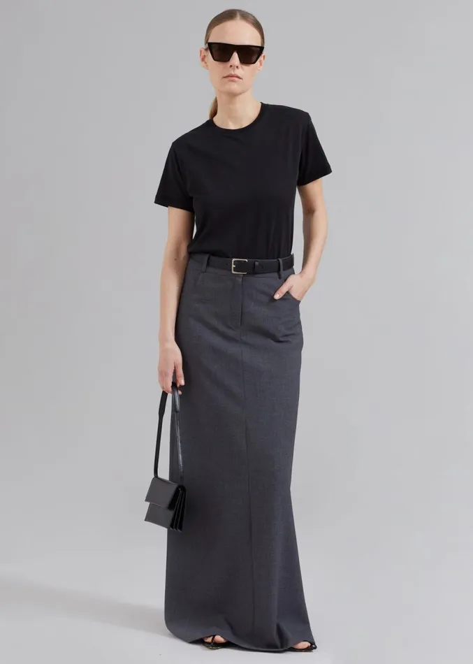The Frankie Shop Malvo Long Pencil Skirt 8211 Charcoal Women Clothing