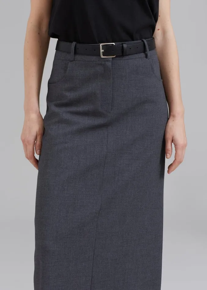 The Frankie Shop Malvo Long Pencil Skirt 8211 Charcoal Women Clothing