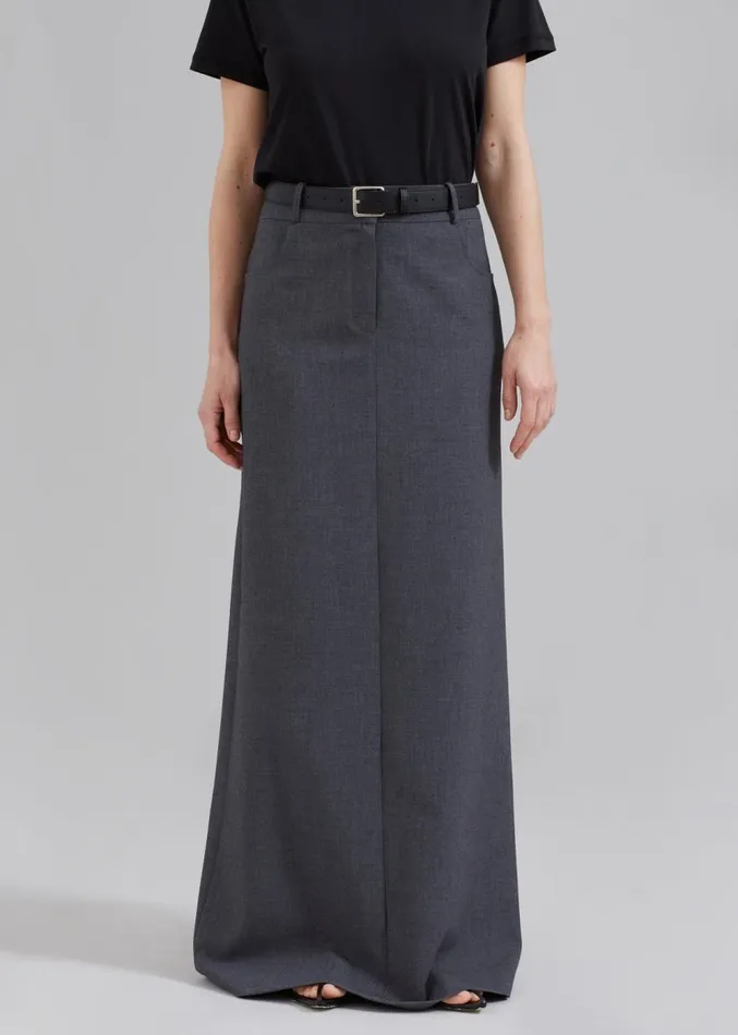The Frankie Shop Malvo Long Pencil Skirt 8211 Charcoal Women Clothing
