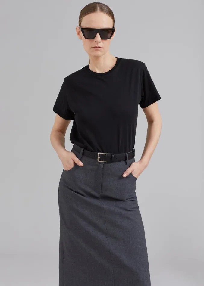 The Frankie Shop Malvo Long Pencil Skirt 8211 Charcoal Women Clothing
