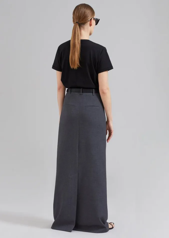 The Frankie Shop Malvo Long Pencil Skirt 8211 Charcoal Women Clothing
