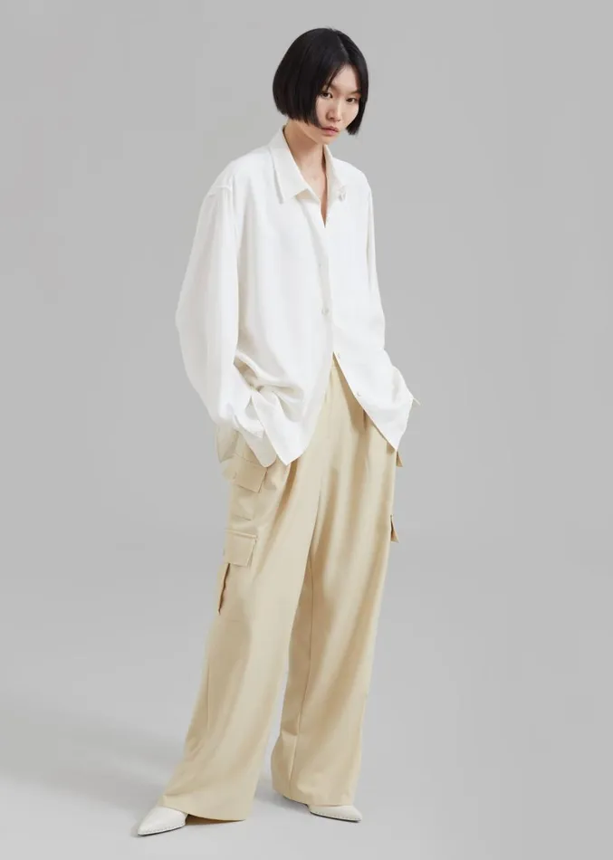 The Frankie Shop Manye Fluid Cargo Pants 8211 Beige Women Clothing