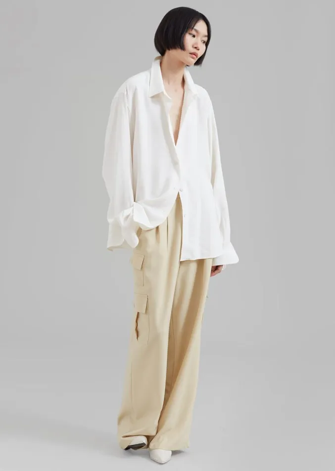 The Frankie Shop Manye Fluid Cargo Pants 8211 Beige Women Clothing