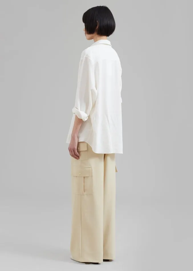 The Frankie Shop Manye Fluid Cargo Pants 8211 Beige Women Clothing