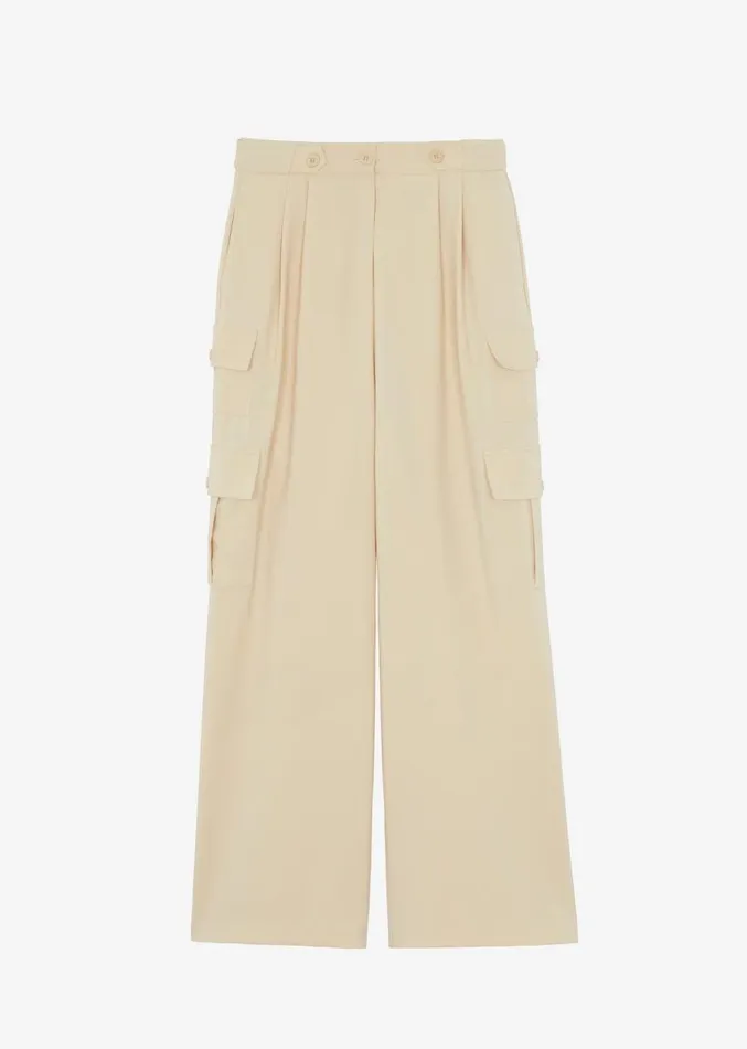 The Frankie Shop Manye Fluid Cargo Pants 8211 Beige Women Clothing