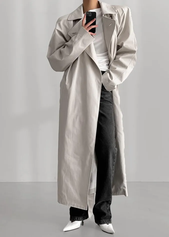The Frankie Shop Marisol Box Shoulder Trench 8211 Bone Women Clothing