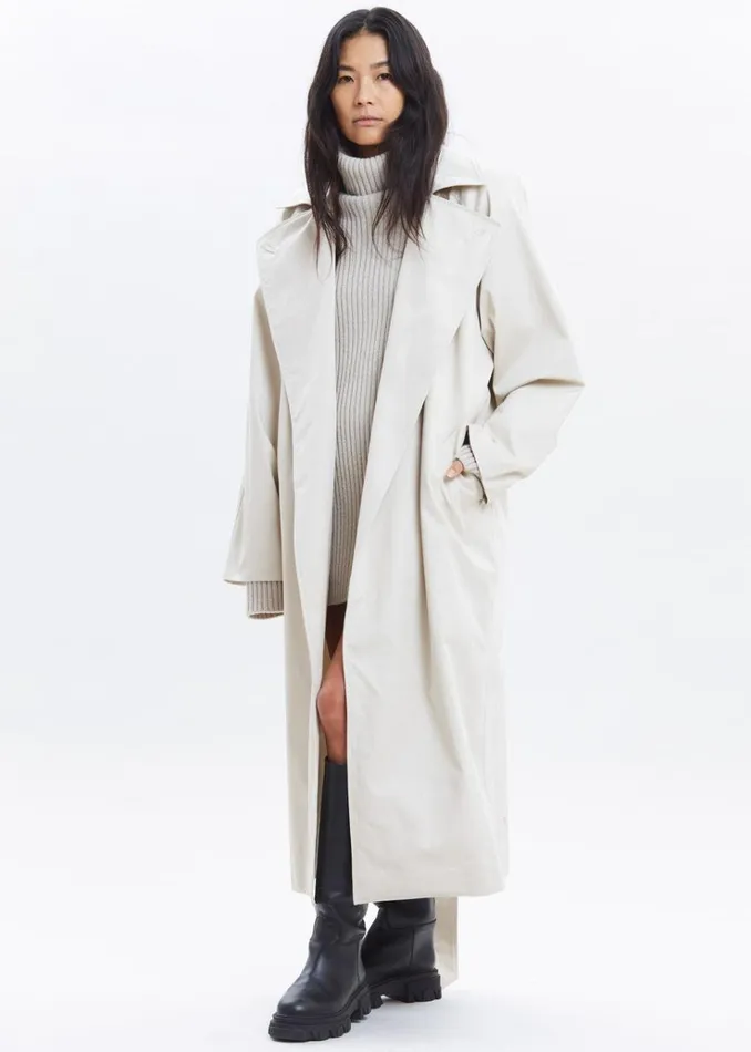 The Frankie Shop Marisol Box Shoulder Trench 8211 Bone Women Clothing