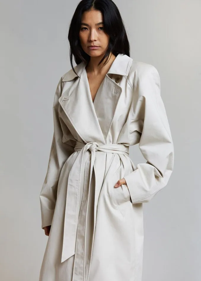 The Frankie Shop Marisol Box Shoulder Trench 8211 Bone Women Clothing