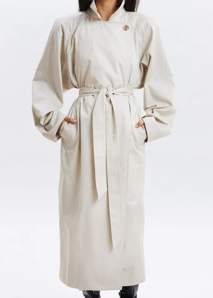 The Frankie Shop Marisol Box Shoulder Trench 8211 Bone Women Clothing