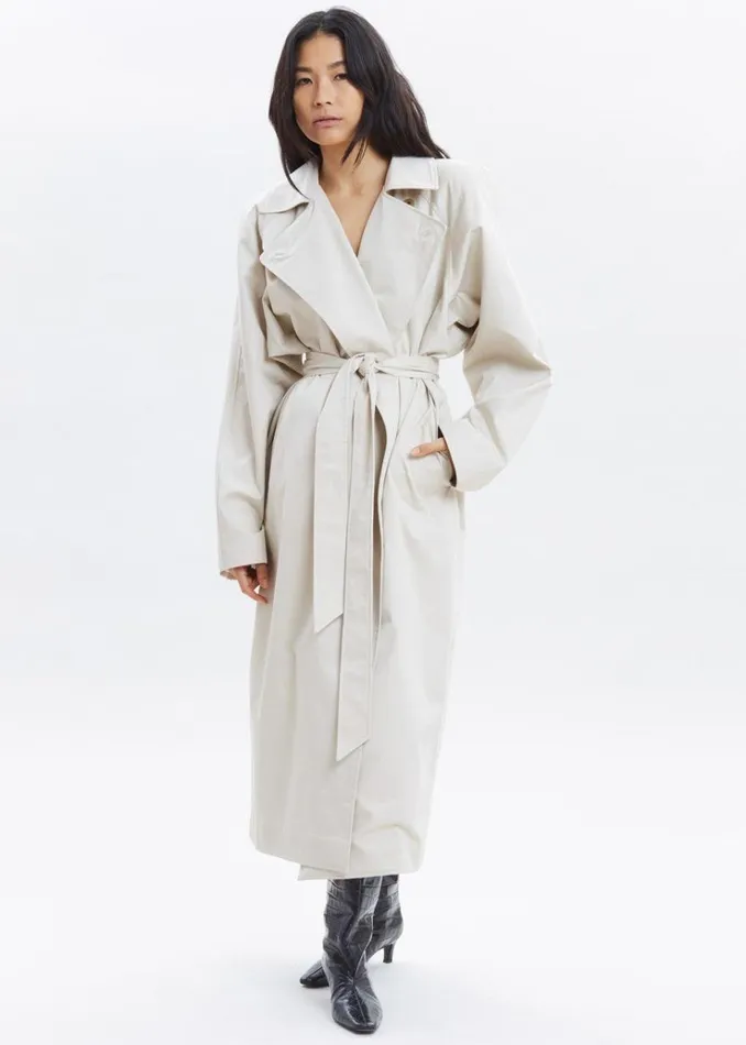 The Frankie Shop Marisol Box Shoulder Trench 8211 Bone Women Clothing