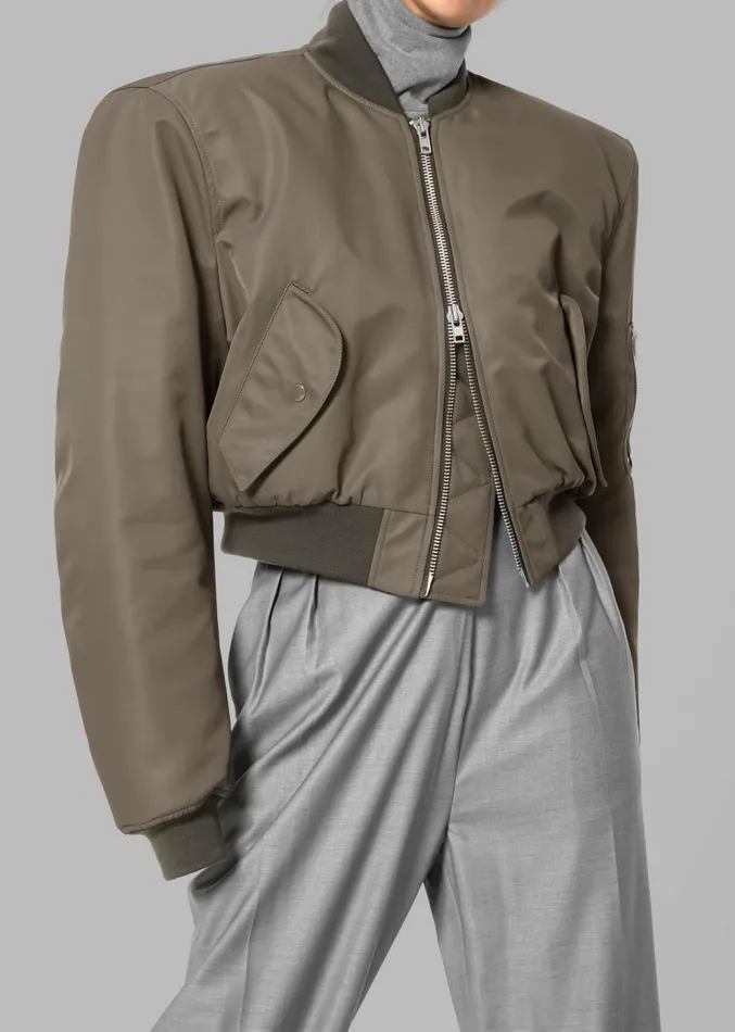 The Frankie Shop Mati Cropped Padded Bomber 8211 Olive Women Clothing
