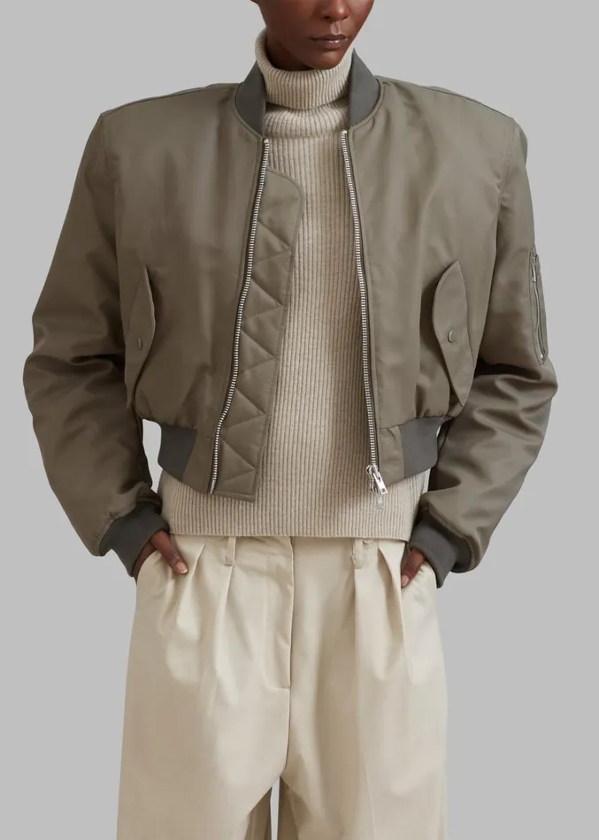 The Frankie Shop Mati Cropped Padded Bomber 8211 Olive Women Clothing