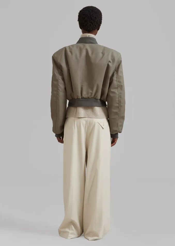 The Frankie Shop Mati Cropped Padded Bomber 8211 Olive Women Clothing