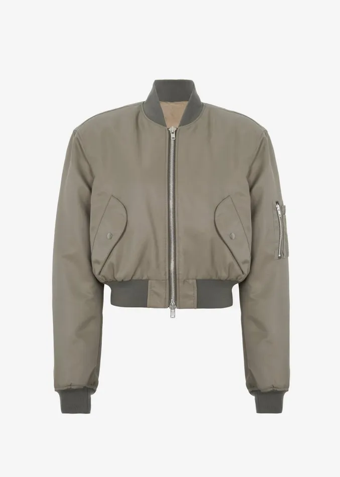 The Frankie Shop Mati Cropped Padded Bomber 8211 Olive Women Clothing