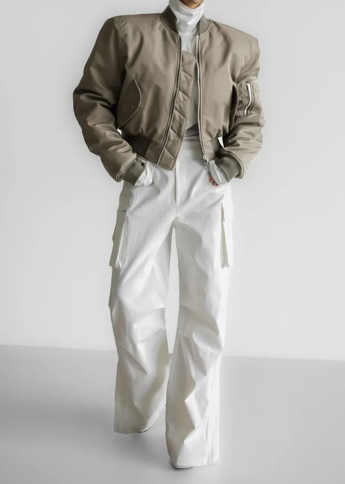 The Frankie Shop Mati Cropped Padded Bomber 8211 Olive Women Clothing