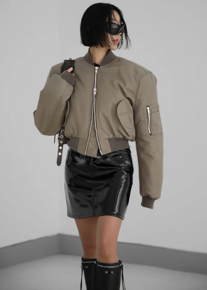 The Frankie Shop Mati Cropped Padded Bomber 8211 Olive Women Clothing