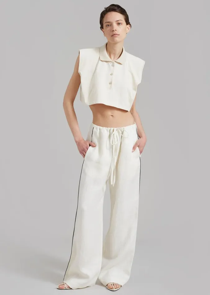The Frankie Shop MATIN Piping Drawstring Pant 8211 Natural Women Clothing
