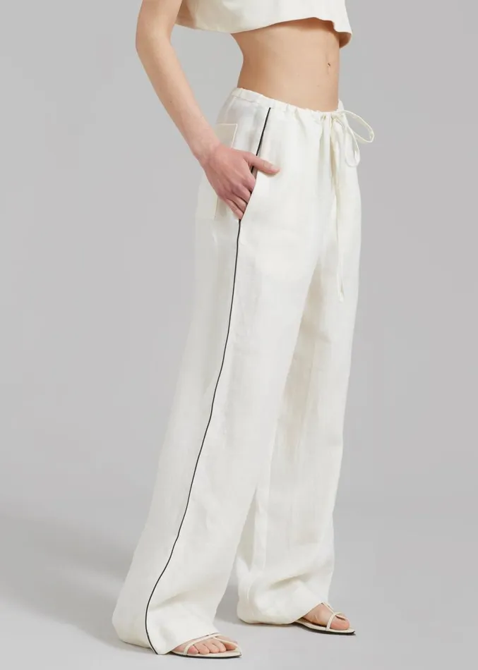 The Frankie Shop MATIN Piping Drawstring Pant 8211 Natural Women Clothing