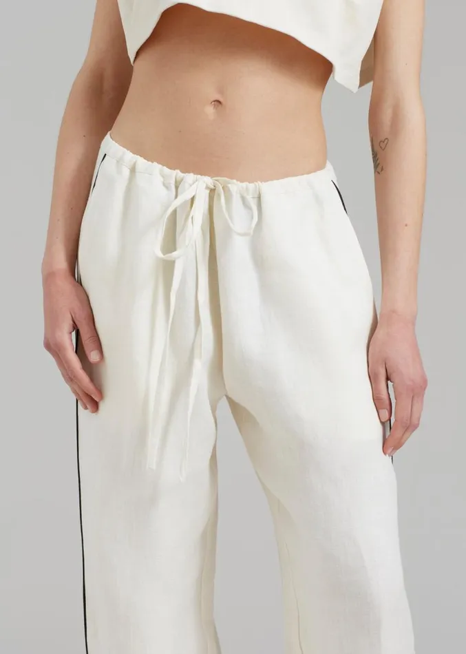 The Frankie Shop MATIN Piping Drawstring Pant 8211 Natural Women Clothing